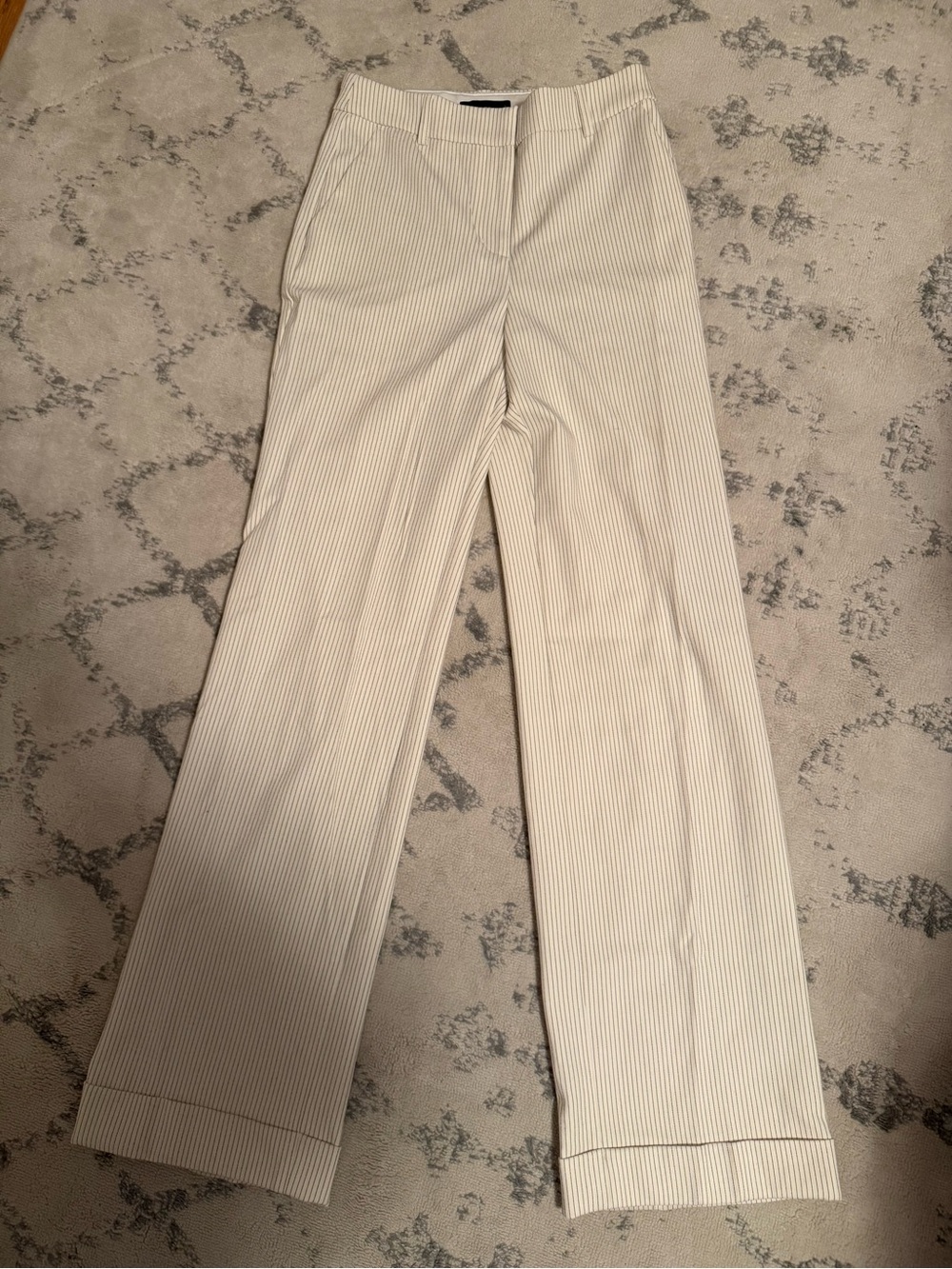 Express Cream Pinstriped Wide-Leg Trousers